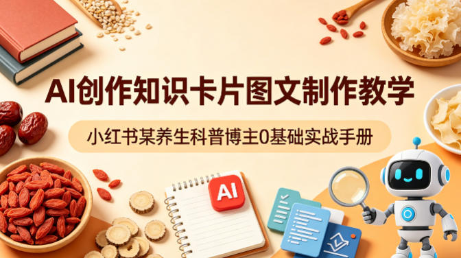 AI创作知识卡片图文制作教学，小红书某养生科普博主0基础实战手册-来聚吧
