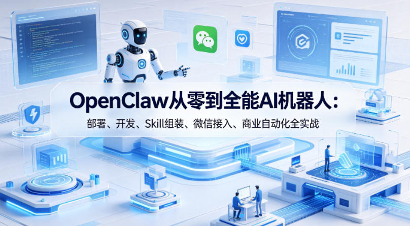 OpenClaw从零到全能AI机器人：部署、开发、Skill组装、微信接入、商业自动化全实战-来聚吧