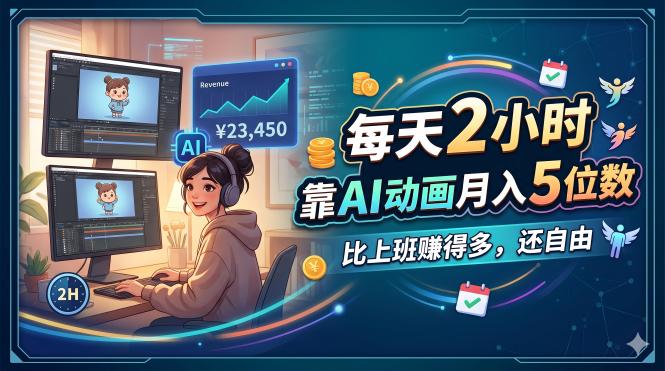 每天 2 小时，靠 AI 动画月入 5 位数，比上班赚得多，还自由-来聚吧