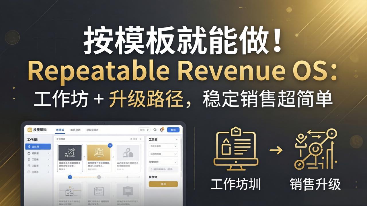 按模板就能做！Repeatable Revenue OS：工作坊 + 升级路径，稳定销售超简单-来聚吧