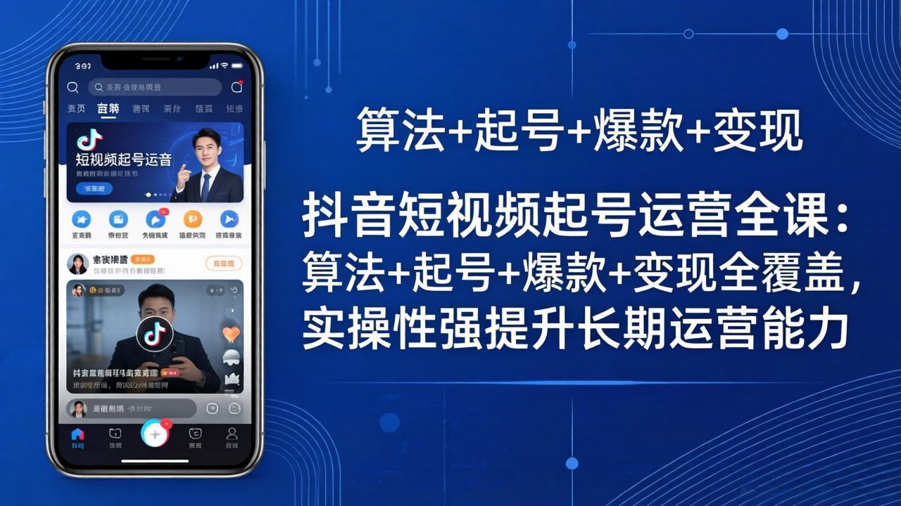 抖音短视频起号运营全课：算法+起号+爆款+变现全覆盖，实操性强提升长期运营能力-来聚吧