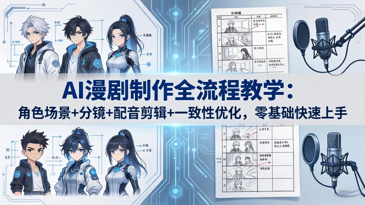 AI漫剧制作全流程教学：角色场景+分镜+配音剪辑+一致性优化，零基础快速上手-来聚吧