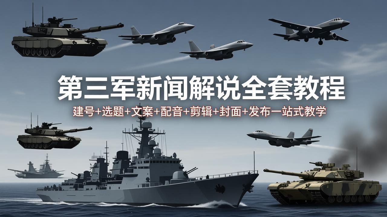第三军迷新闻解说全套教程：建号+选题+文案+配音+剪辑+封面+发布一站式教学-来聚吧