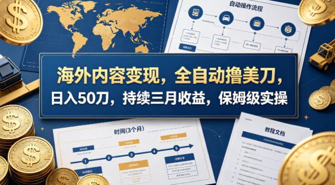 海外内容变现，全自动撸美刀，日入50刀，持续三月收益，保姆级实操【揭秘】-来聚吧