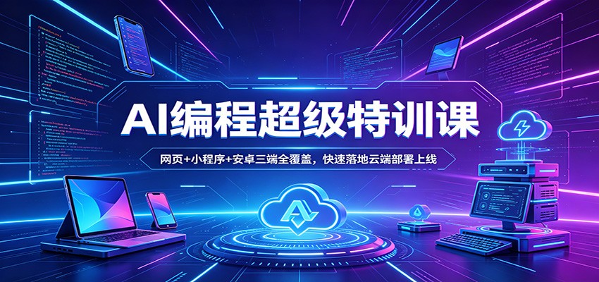 AI编程超级特训课：网页+小程序+安卓三端全覆盖，快速落地云端部署上线-来聚吧