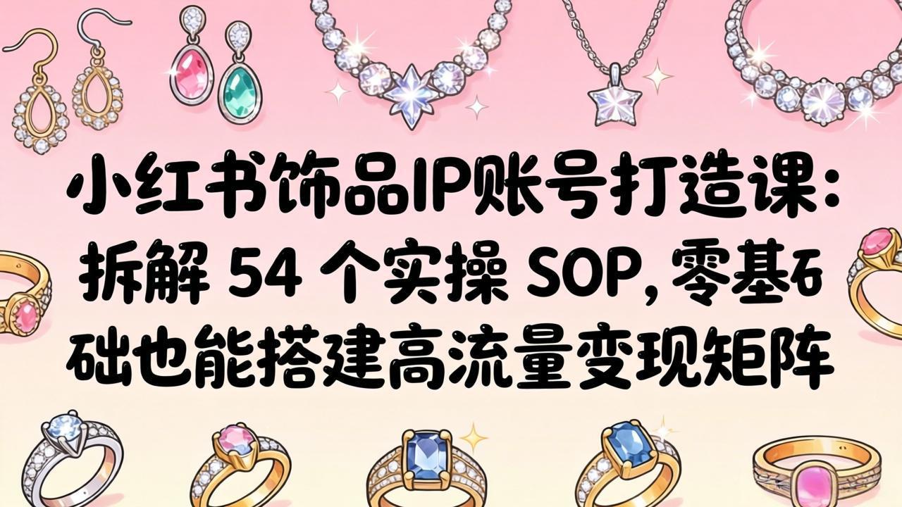 小红书饰品IP账号打造课：拆解 54 个实操 SOP，零基础也能搭建高流量变现矩阵-来聚吧