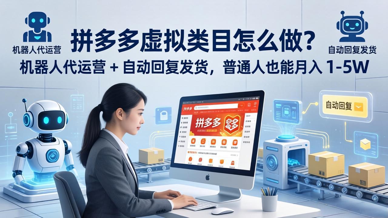 拼多多虚拟类目怎么做？机器人代运营 + 自动回复发货，普通人也能月入 1-5W-来聚吧