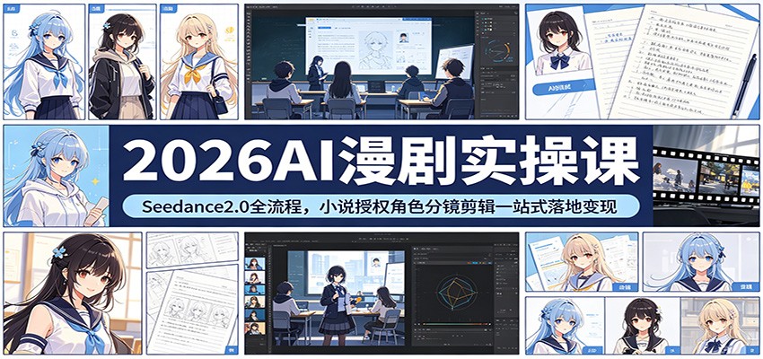2026AI漫剧实操课：Seedance2.0全流程，小说授权角色分镜剪辑一站式落地变现-来聚吧