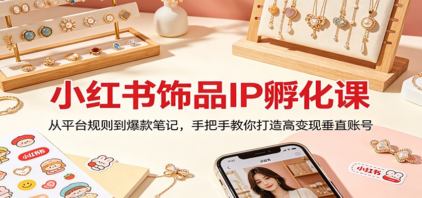 小红书饰品IP孵化课：从平台规则到爆款笔记，手把手教你打造高变现垂直账号-来聚吧