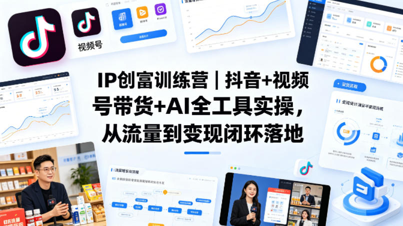 IP创富训练营｜抖音+视频号带货+AI全工具实操，从流量到变现闭环落地-来聚吧