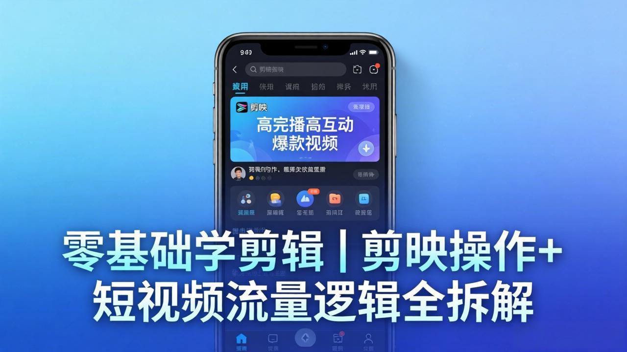 【零基础学剪辑】剪映操作+短视频流量逻辑全拆解｜手把手教你剪出高完播高互动爆款视频-来聚吧