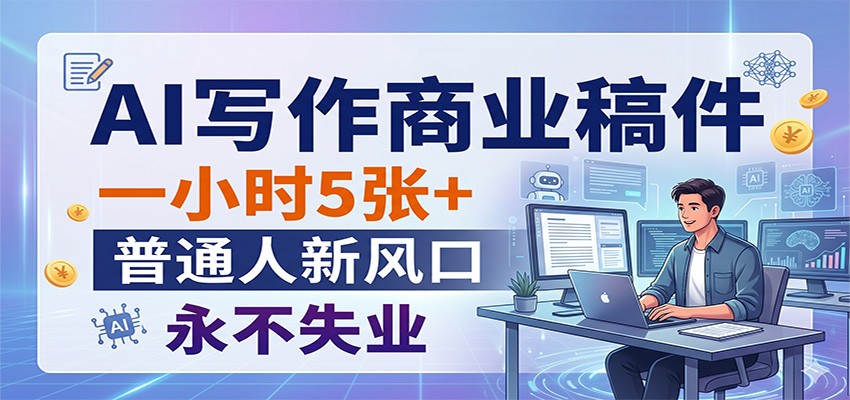 AI写作商业稿件，一小时5张+，普通人新风口，永不失业-来聚吧