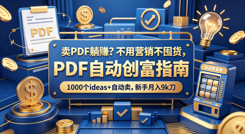 卖PDF躺賺？不用营销不囤货，PDF自动创富指南，1000个ideas+自动卖，新手月入9k刀【原创双语字幕】-来聚吧