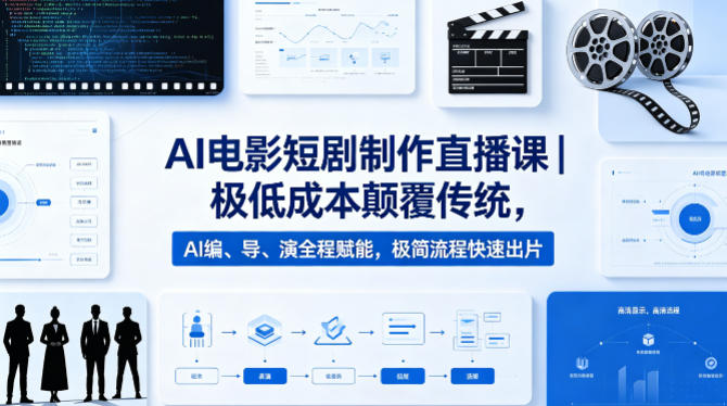 AI电影短剧制作直播课｜极低成本颠覆传统，AI编、导、演全程赋能，极简流程快速出片-来聚吧