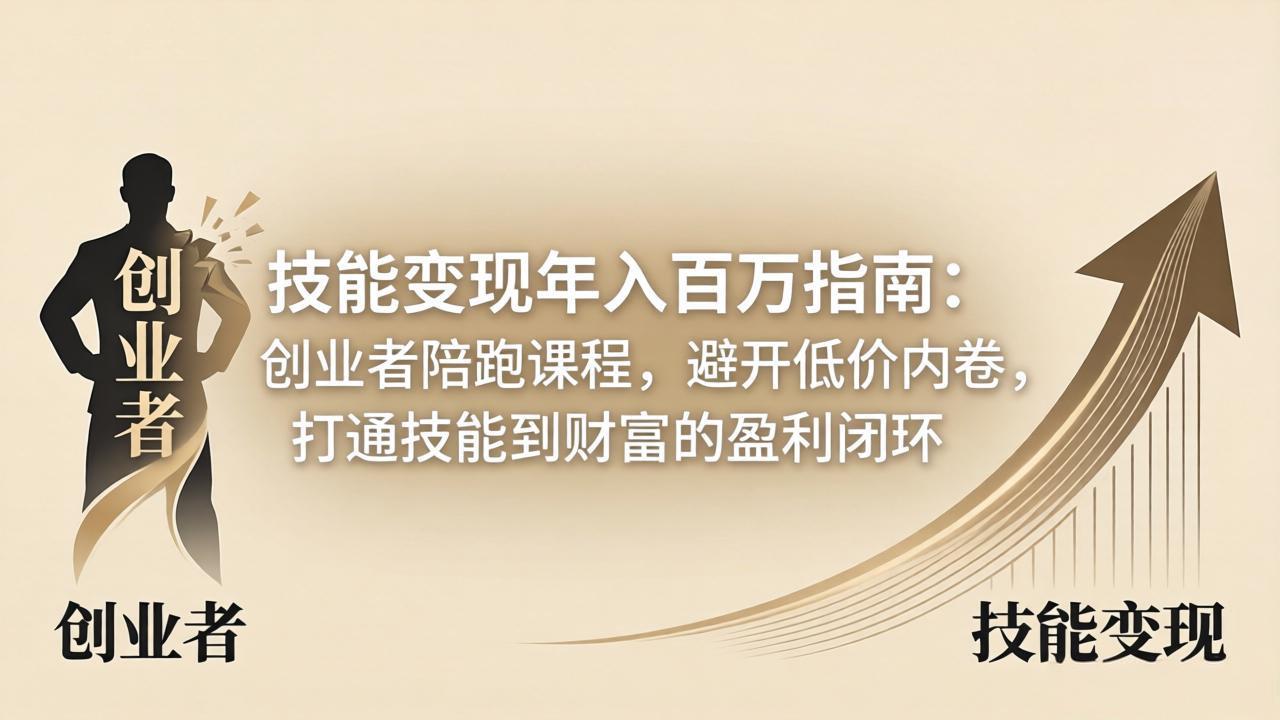 技能变现年入百万指南：创业者陪跑课程，避开低价内卷，打通技能到财富的盈利闭环-来聚吧