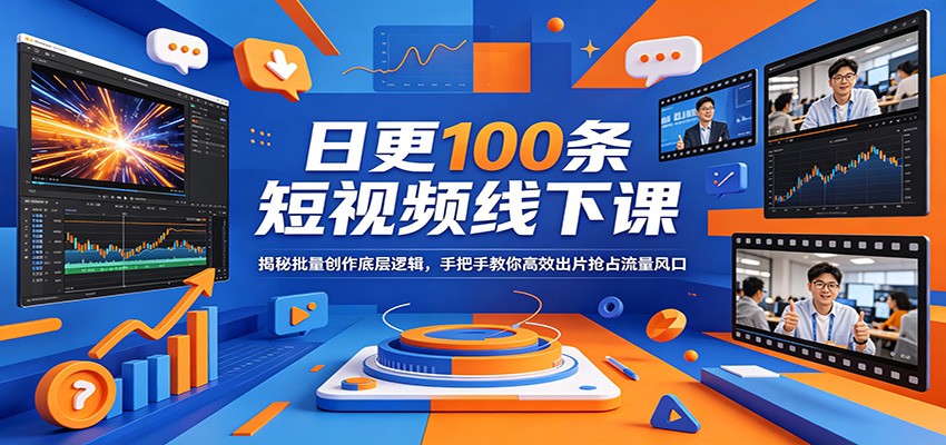 日更100条短视频线下课：揭秘批量创作底层逻辑，手把手教你高效出片抢占流量风口-来聚吧