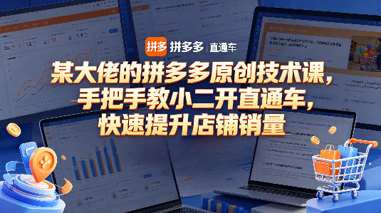 某大佬的拼多多原创技术课，手把手教小二开直通车，快速提升店铺销量-来聚吧