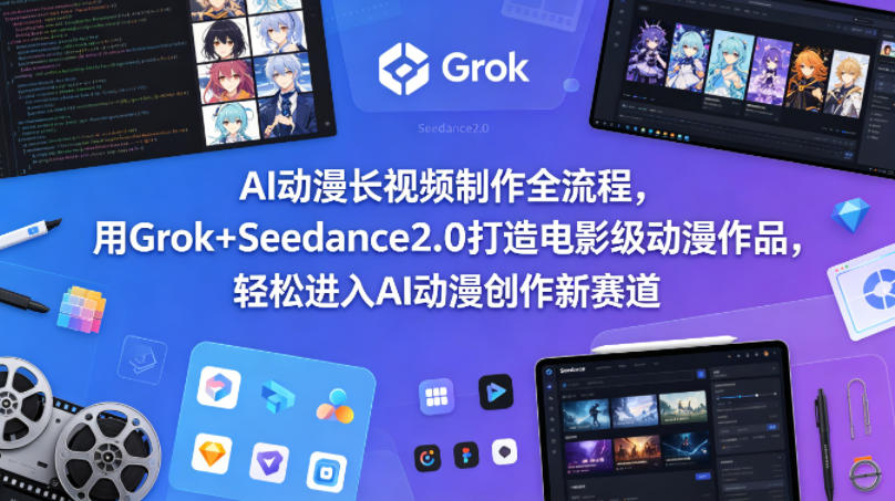 AI动漫长视频制作全流程，用Grok+Seedance2.0打造电影级动漫作品，轻松进入AI动漫创作新赛道-来聚吧
