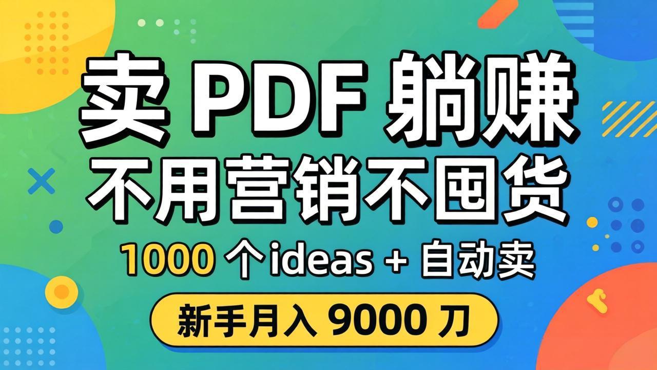 卖 PDF 躺赚？不用营销不囤货，1000 个 ideas + 自动卖，新手月入 9000 刀【原创双语字幕】-来聚吧