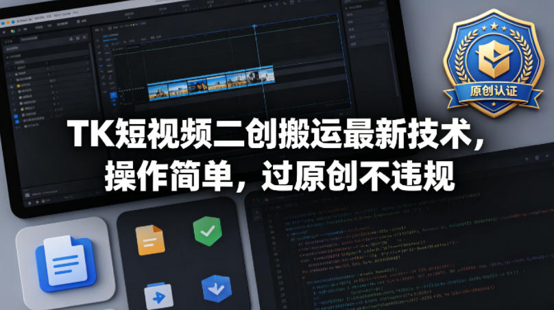 TK短视频二创搬运最新技术，操作简单，过原创不违规-来聚吧