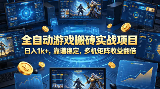 全自动游戏搬砖实战项目，日入1k+，靠谱稳定，多机矩阵收益翻倍【揭秘】-来聚吧
