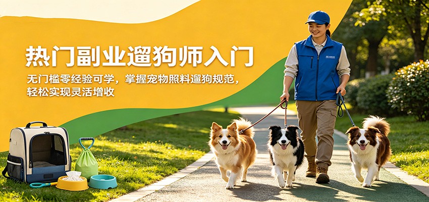 热门副业遛狗师入门，无门槛零经验可学，掌握宠物照料遛狗规范，轻松实现灵活增收-来聚吧
