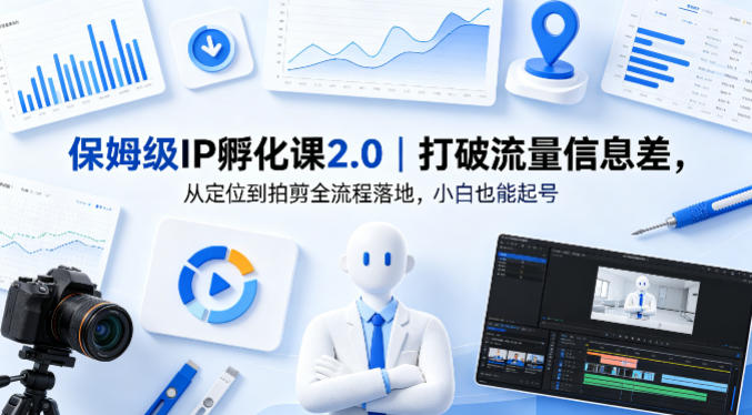 保姆级IP孵化课2.0｜打破流量信息差，从定位到拍剪全流程落地，小白也能起号-来聚吧