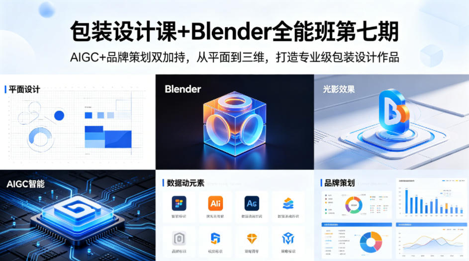 包装设计课+Blender全能班第七期，AIGC+品牌策划双加持，从平面到三维，打造专业级包装设计作品-来聚吧