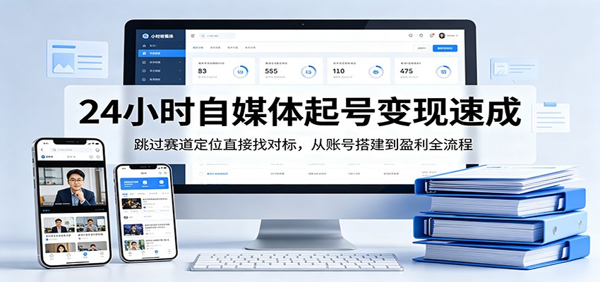 24小时自媒体起号变现速成，跳过赛道定位直接找对标，从账号搭建到盈利全流程-来聚吧