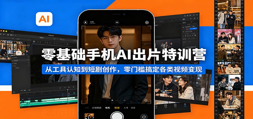 零基础手机AI出片特训营：从工具认知到短剧创作，零门槛搞定各类视频变现-来聚吧