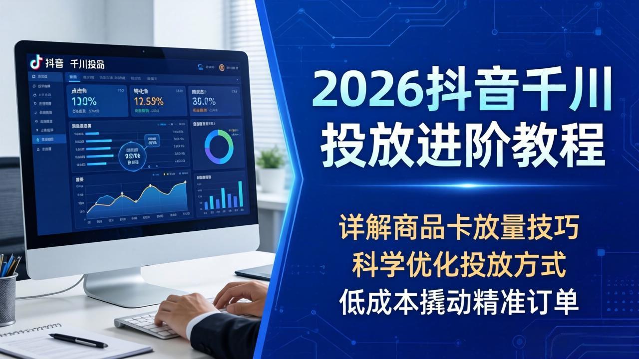 2026抖音千川投放进阶教程，详解商品卡放量技巧，科学优化投放方式，低成本撬动精准订单-来聚吧