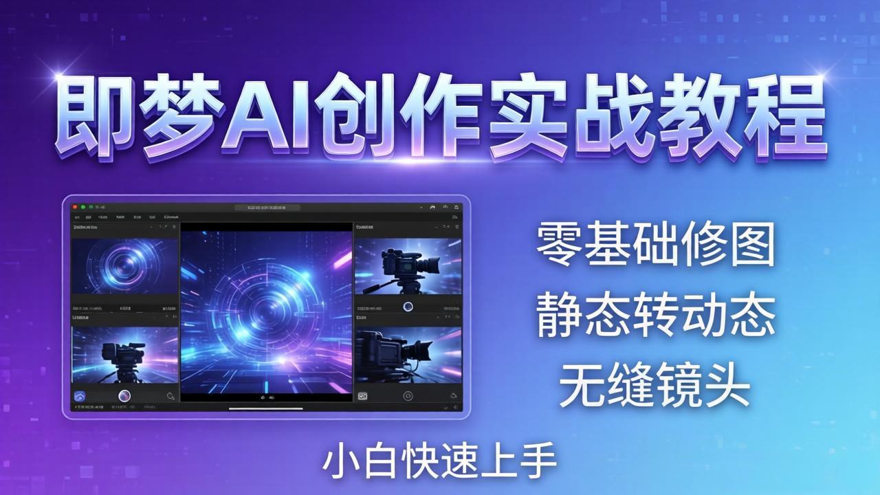 即梦AI创作实战教程，从零基础修图到AI导演，实战教学静态转动态+无缝镜头，小白快速上手-来聚吧