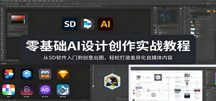 零基础AI设计创作实战教程：从SD软件入门到创意出图，轻松打造差异化自媒体内容-来聚吧