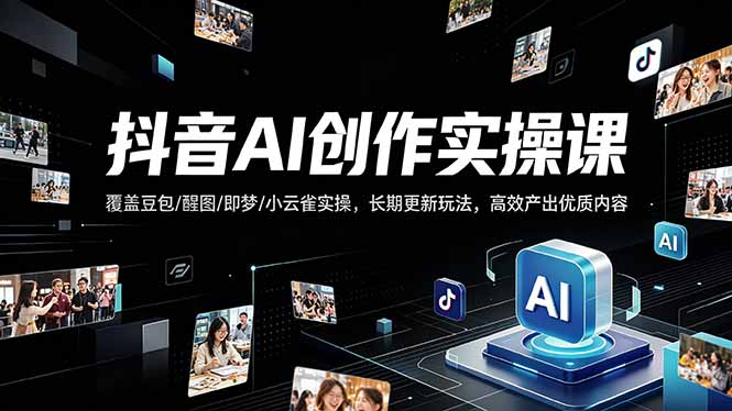 抖音AI创作变现课，覆盖豆包/醒图/即梦/小云雀实操，长期更新玩法，高效产出优质内容-来聚吧
