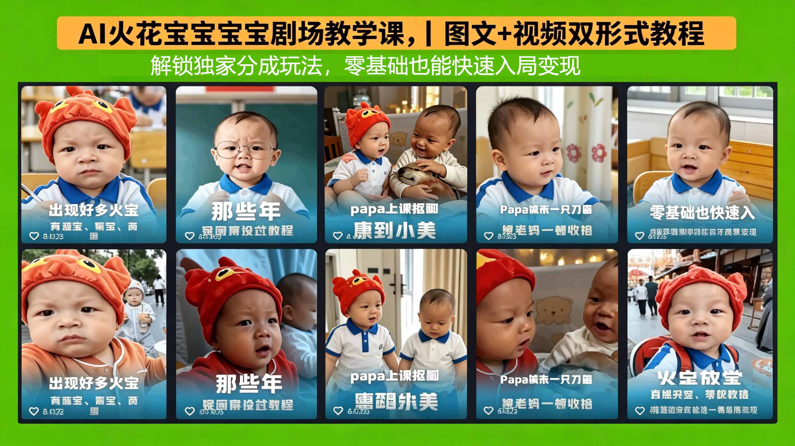 AI火花宝宝宝宝剧场教学课，图文+视频双形式教程，解锁独家分成玩法，零基础也能快速入局变现-来聚吧