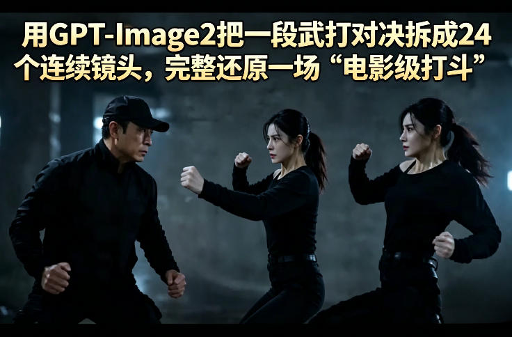 用GPT-Image2把一段武打对决拆成24个连续镜头，完整还原一场“电影级打斗”-来聚吧