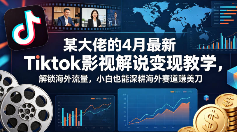 某大佬的4月最新Tiktok影视解说变现教学，解锁海外流量，小白也能深耕海外赛道賺美刀-来聚吧