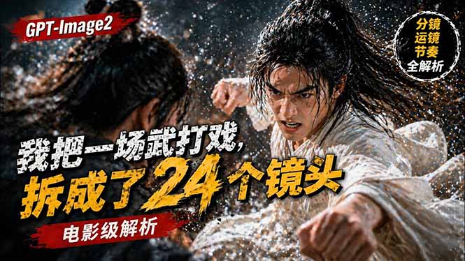 用GPT-Image2，把一段武打对决拆成24个连续镜头，从人物建立、动作衔接、运镜节奏，到情绪爆发-来聚吧