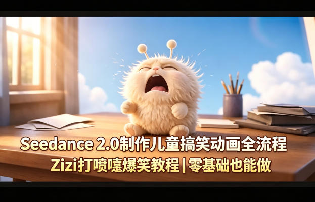 Seedance 2.0制作儿童搞笑动画全流程Zizi打喷嚏爆笑教程｜零基础也能做-来聚吧