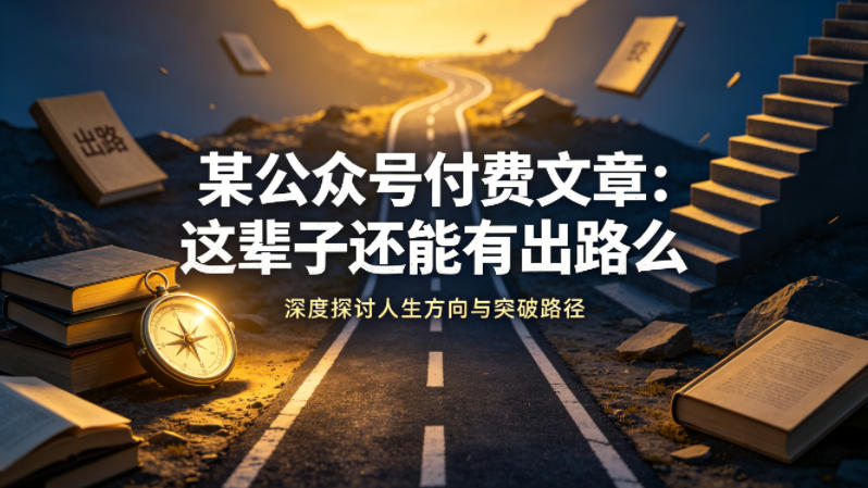 某公众号付费文章：这辈子还能有出路么-来聚吧