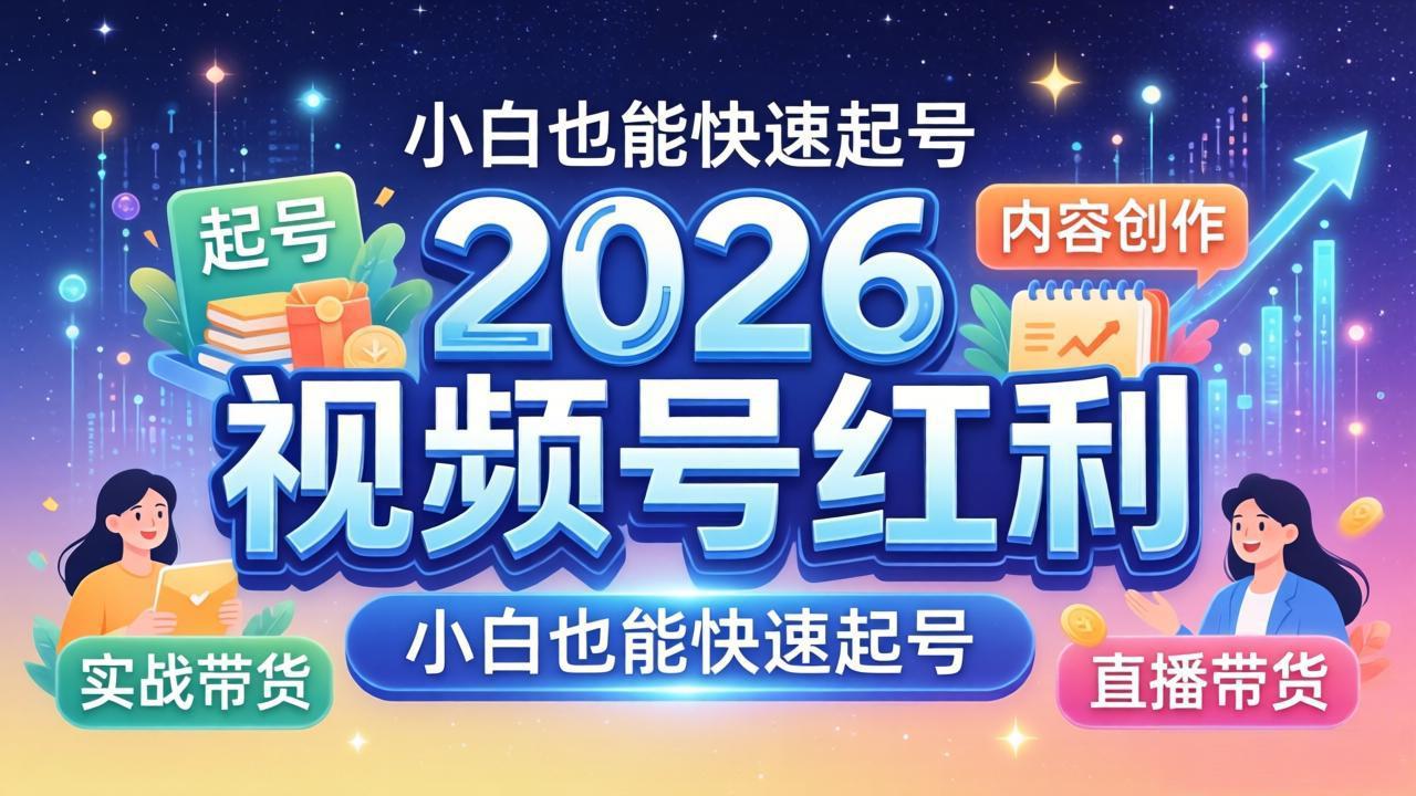 2026视频号红利实战营，大佬亲授起号、内容、直播、IP、投流、私域、矩阵全套落地打法-来聚吧