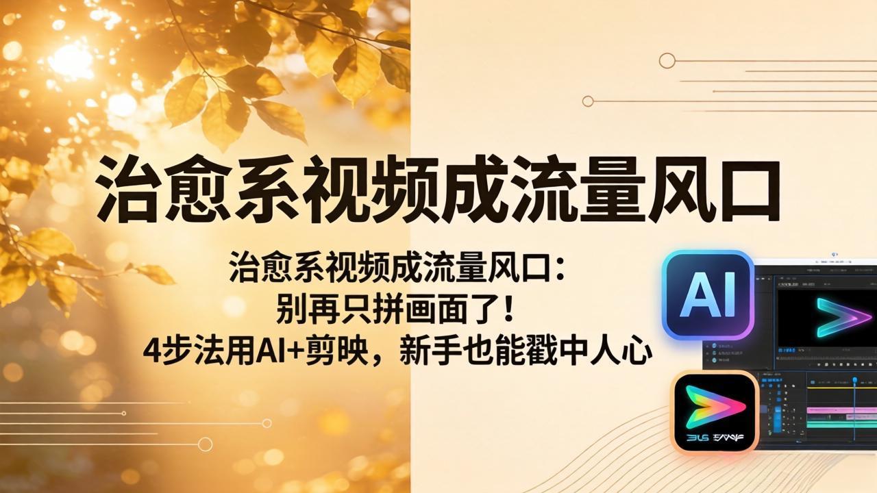 治愈系视频成流量风口：别再只拼画面了！4步法用AI+剪映，新手也能戳中人心-来聚吧