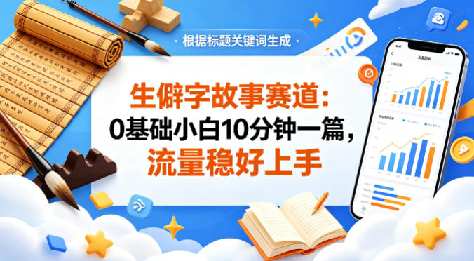 公众号流量主——生僻字故事赛道，流量稳，好上手，0基础小白也能10分钟一篇-来聚吧