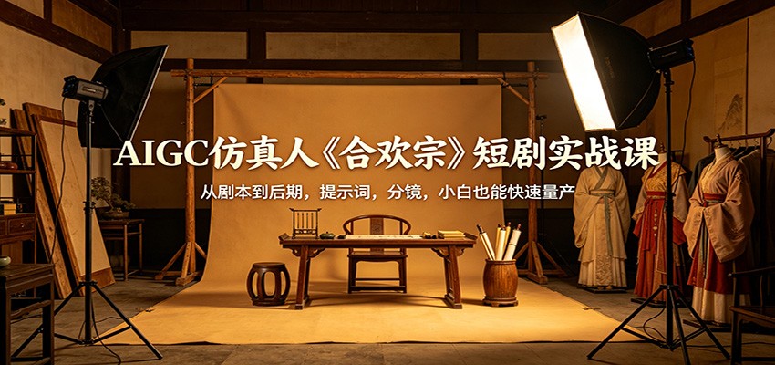 AIGC仿真人《合欢宗》短剧实战课：从剧本到后期，提示词，分镜，小白也能快速量产-来聚吧