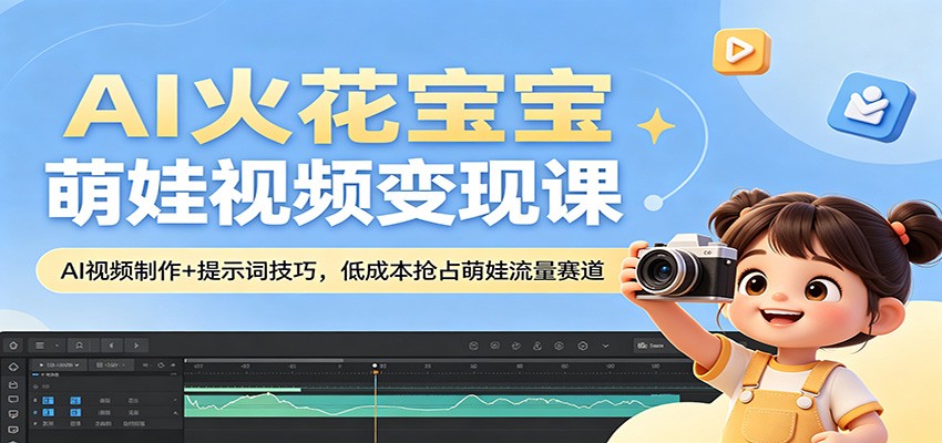 AI火花宝宝萌娃视频变现课：AI视频制作+提示词技巧，低成本抢占萌娃流量赛道-来聚吧