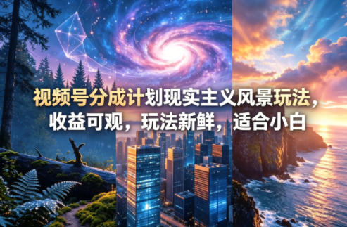 视频号分成计划现实主义风景玩法，收益可观，玩法新鲜，适合小白-来聚吧