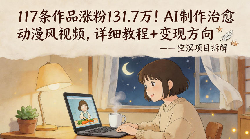 117条作品涨粉131.7W！AI制作治愈动漫风视频，详细教程+变现方向-来聚吧