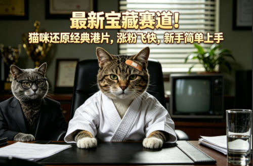 最新宝藏赛道！猫咪还原经典港片，涨粉飞快，新手简单上手-来聚吧