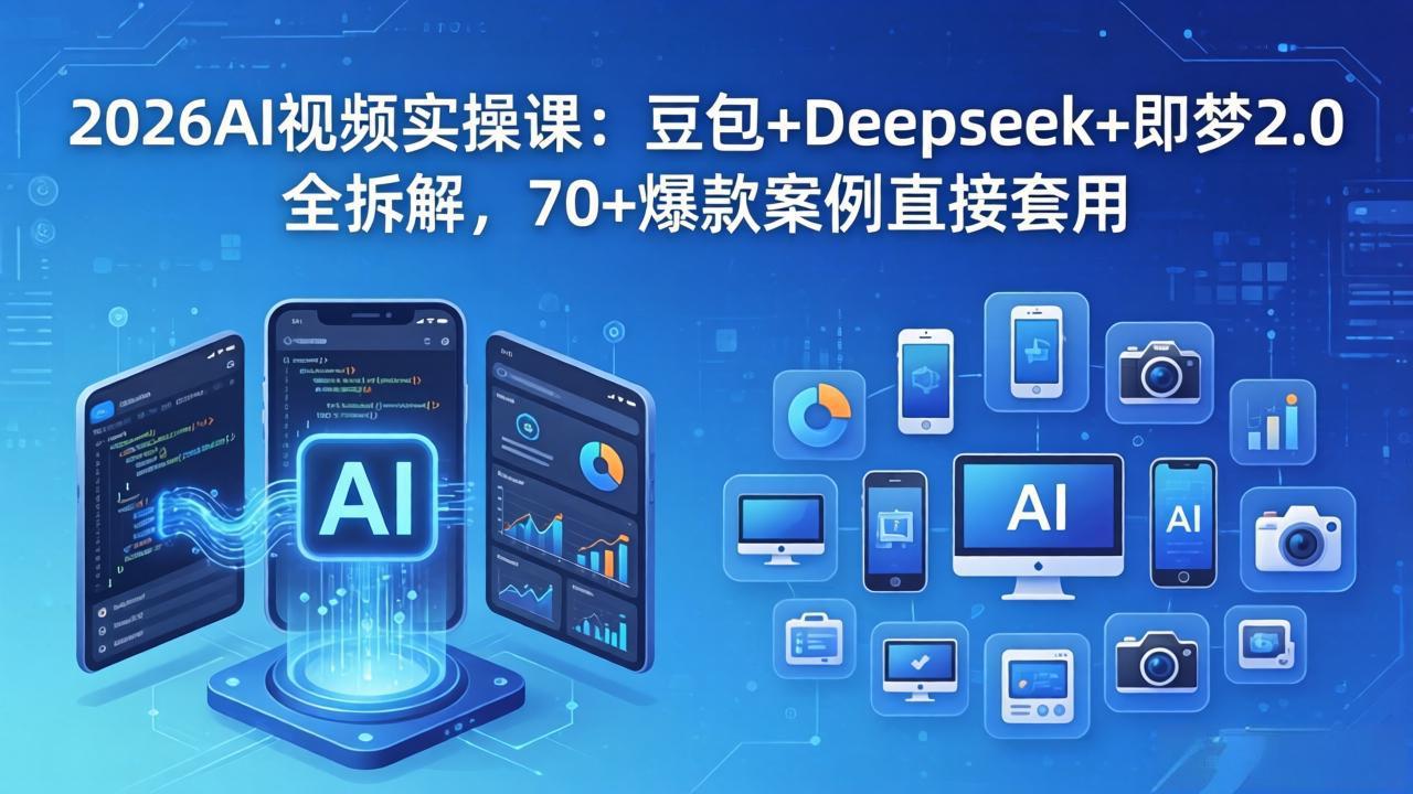 2026AI视频实操课：豆包+Deepseek+即梦2.0全拆解，70+爆款案例直接套用-来聚吧