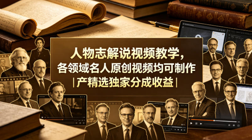 人物志解说视频教学，各领域名人原创视频均可制作丨精选独家分成收益(更新0430)-来聚吧